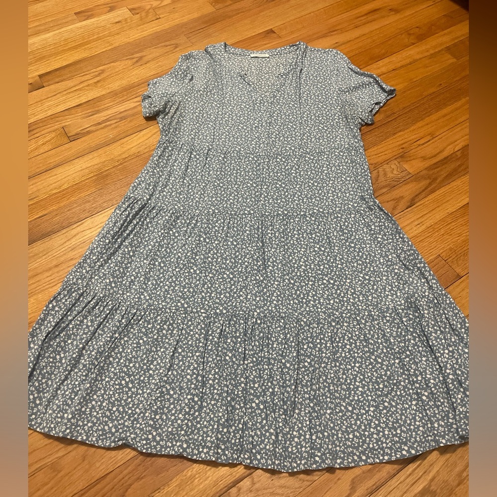 Blue Floral Knee Length Dress
